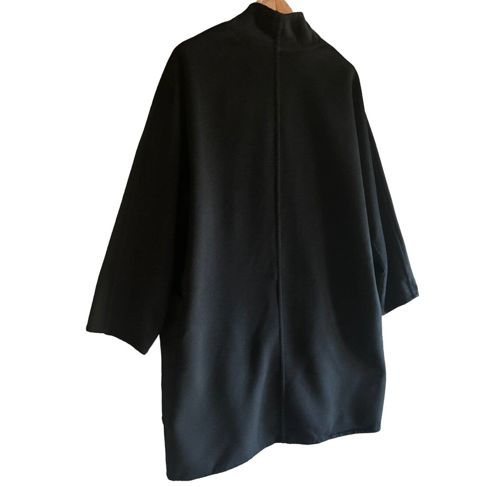 Vince Black Collarless Open-Front Coat Wool & Cashmere Blend - Picture 8 of 16